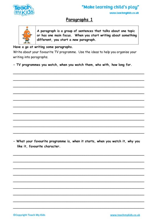 Worksheets for kids - paragraphs-1